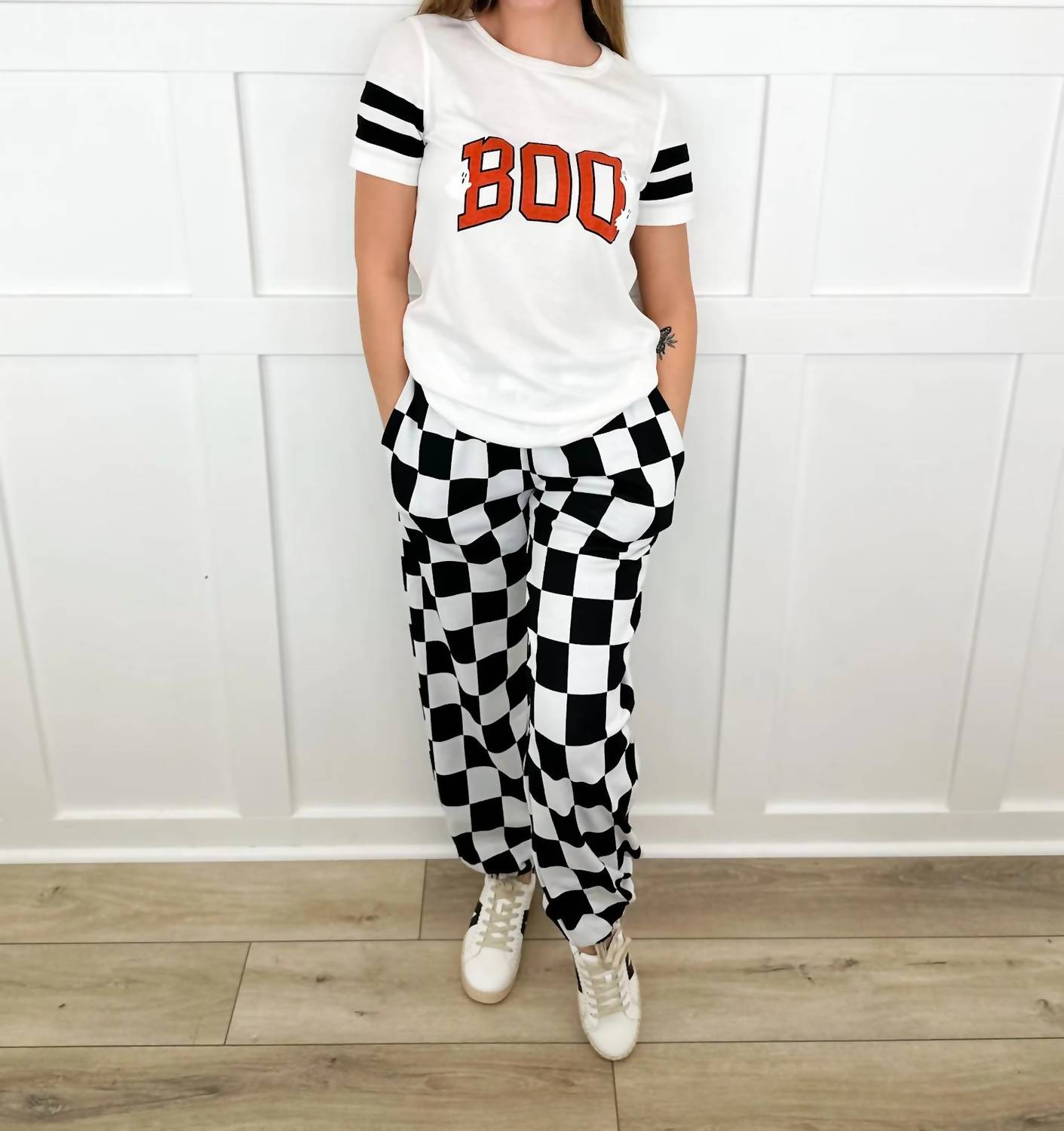 Ampersand Ave - In My Lane High-rise Checkerboard Joggers
