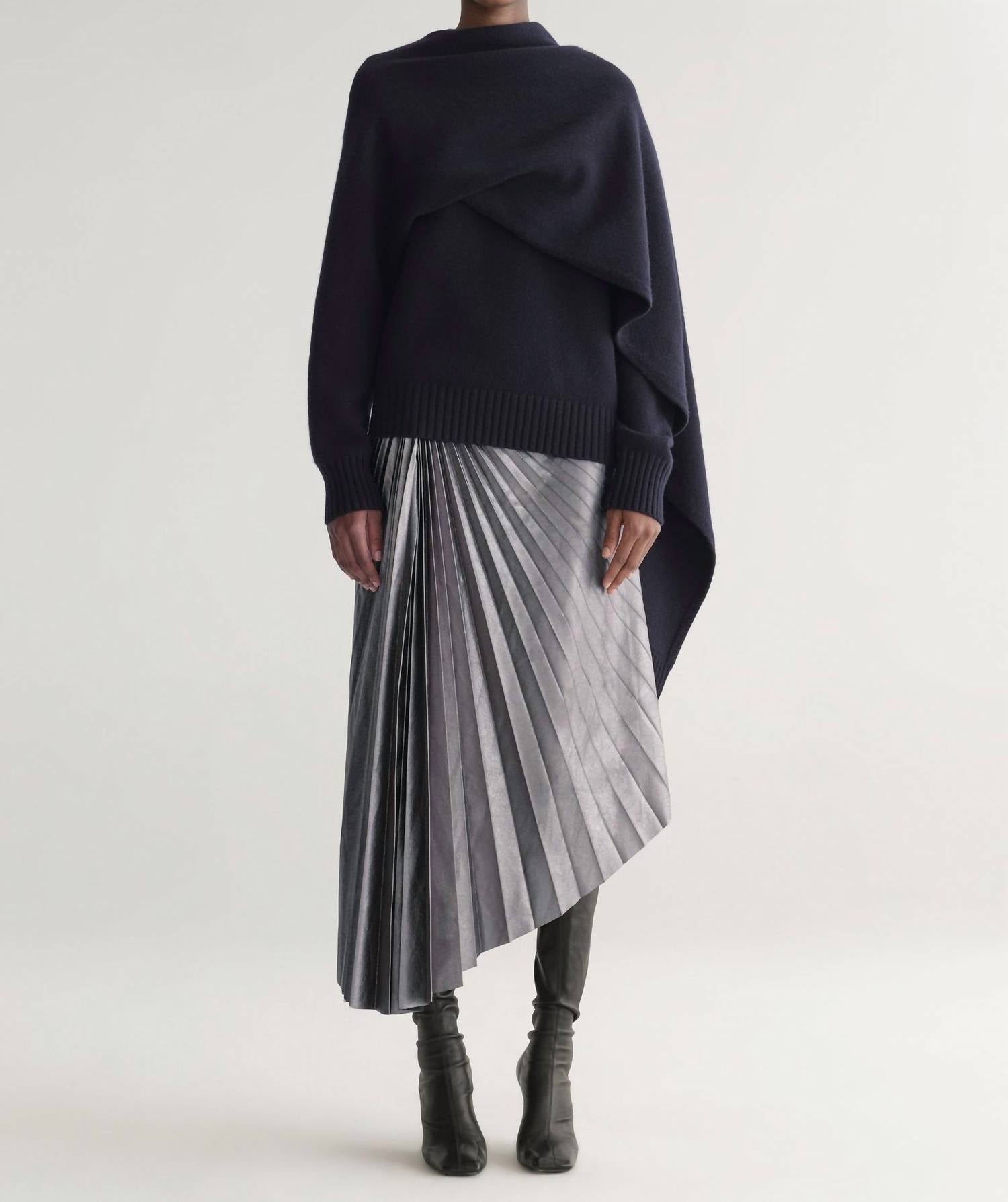 A.L.C. - Tracy Metallic Vegan Leather Midi Skirt