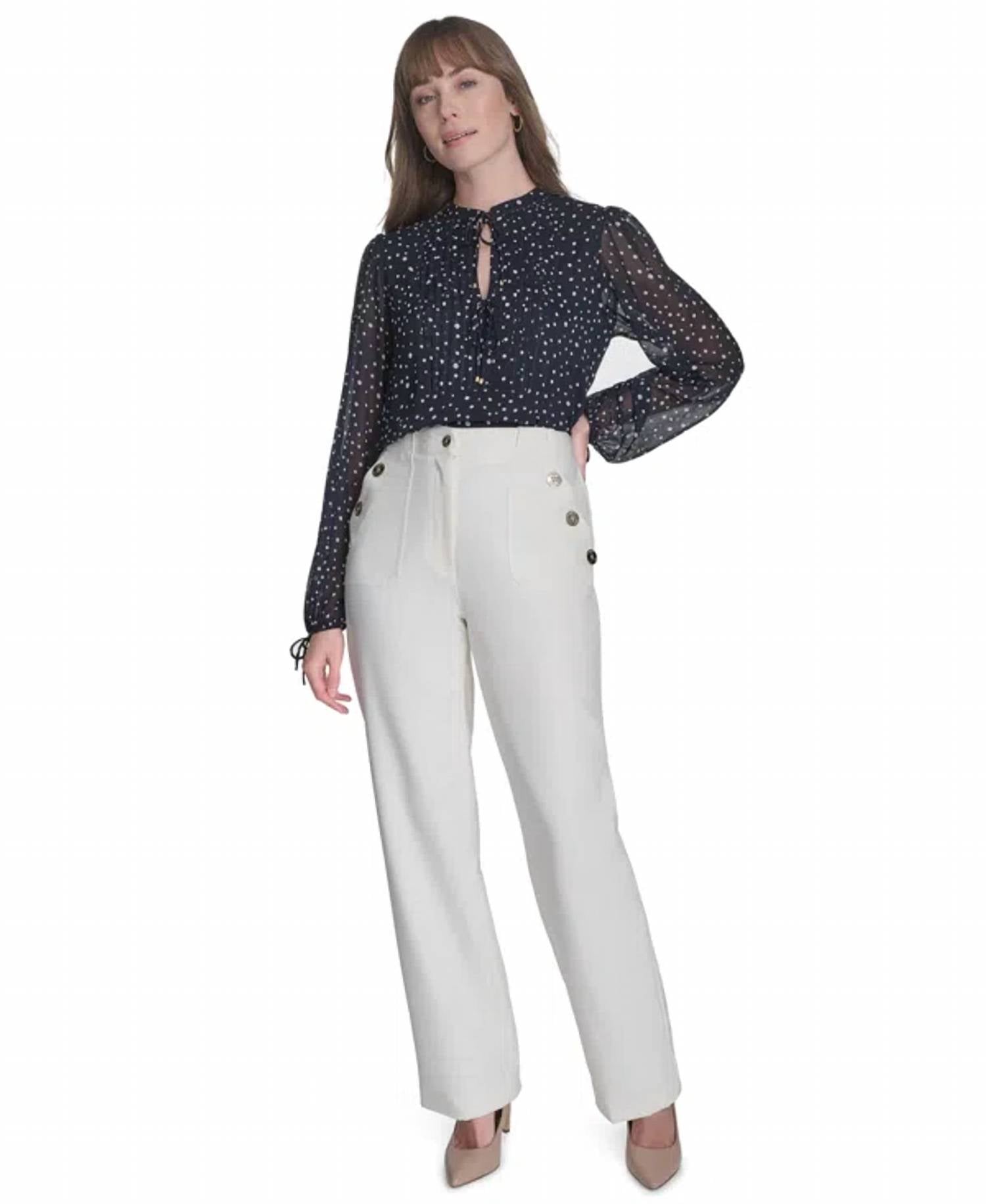 Tommy Hilfiger - Women's Tie-front Popover Blouse