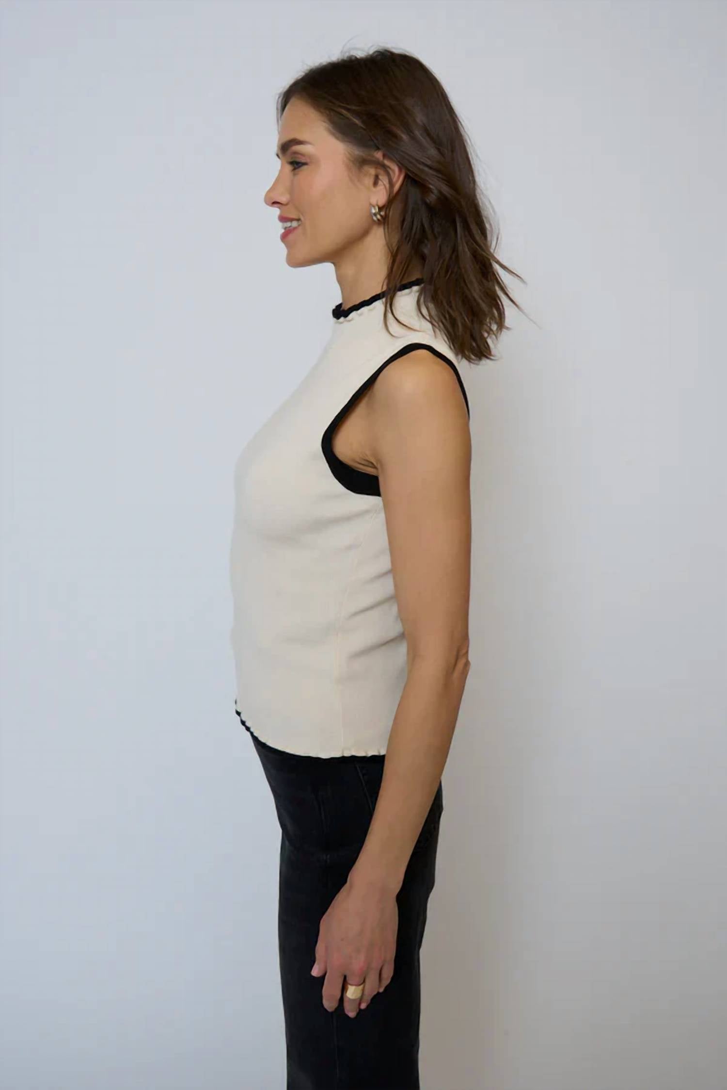 Central Park West - Isla Sleeveless Ruffle Neck Tank Top