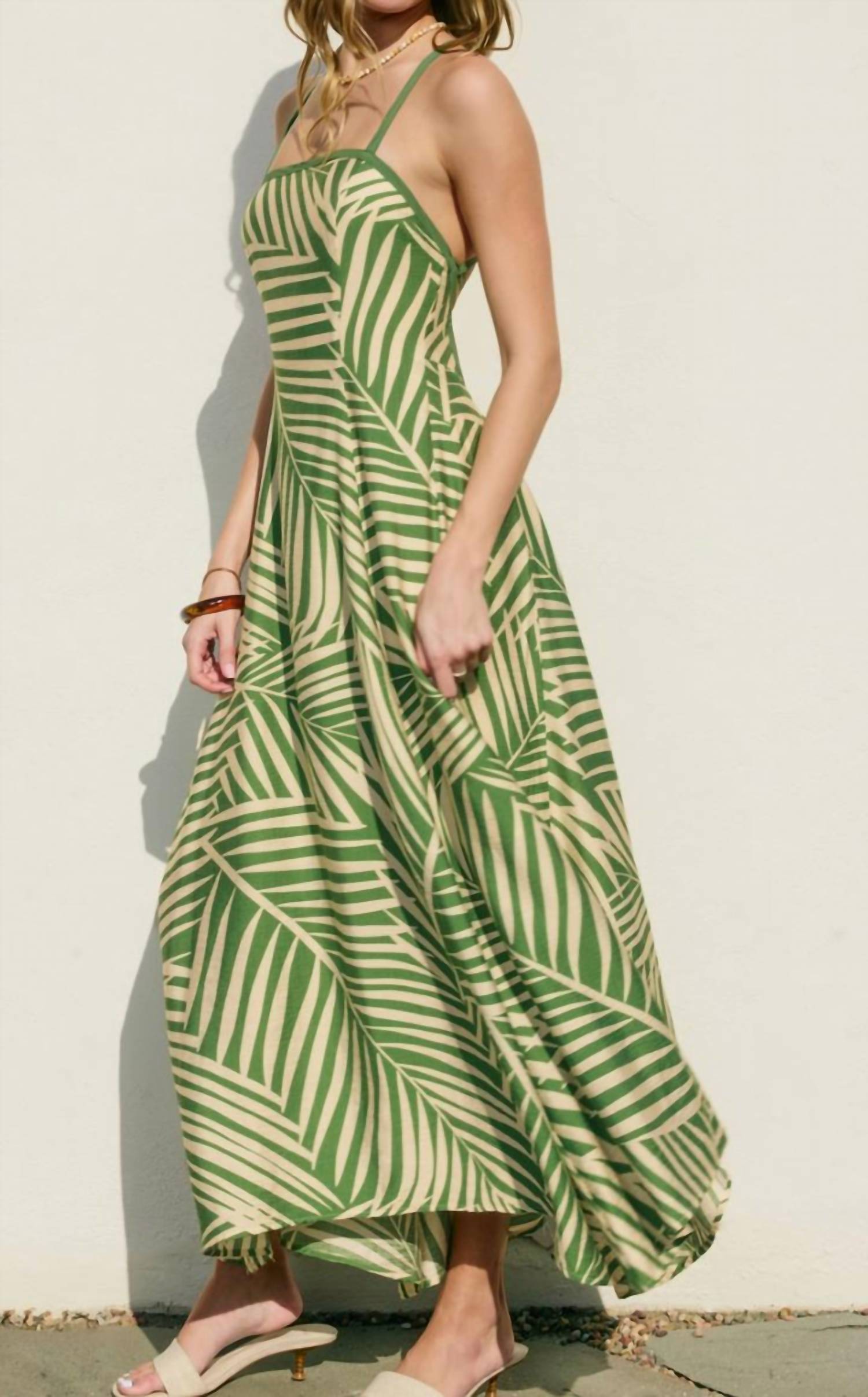 DRESS FORUM Mango Grove Handkerchief Hem Dress in sage cream - women's dress - alternate view