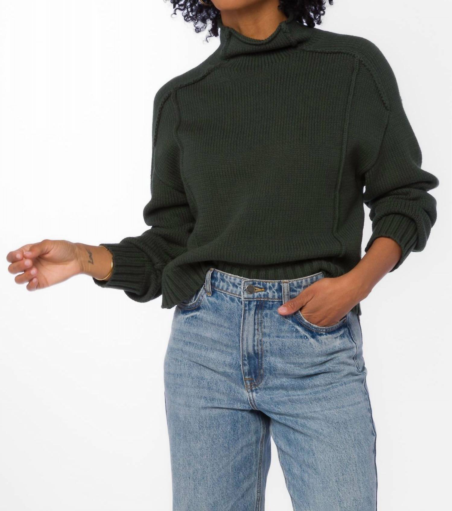 Velvet Heart Goodwin Sweater in green jasper - women's sweater - detail view