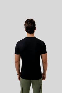 Dezman Crew Neck Split Hem Tee in black - men's long sleeve top - alternate view