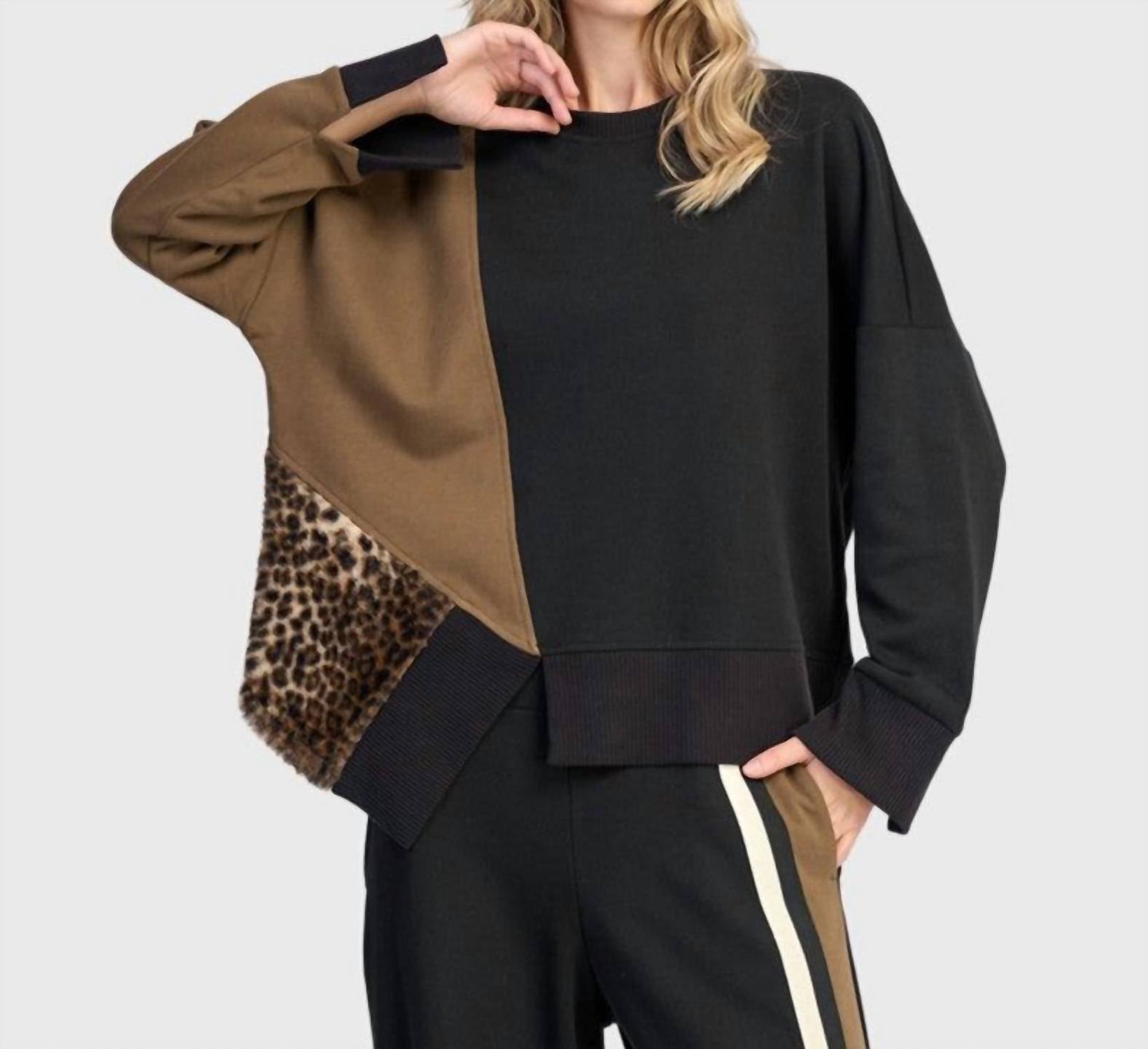 ALEMBIKA Urban Lair Crewneck Top in mix - women's long sleeve top - view 5