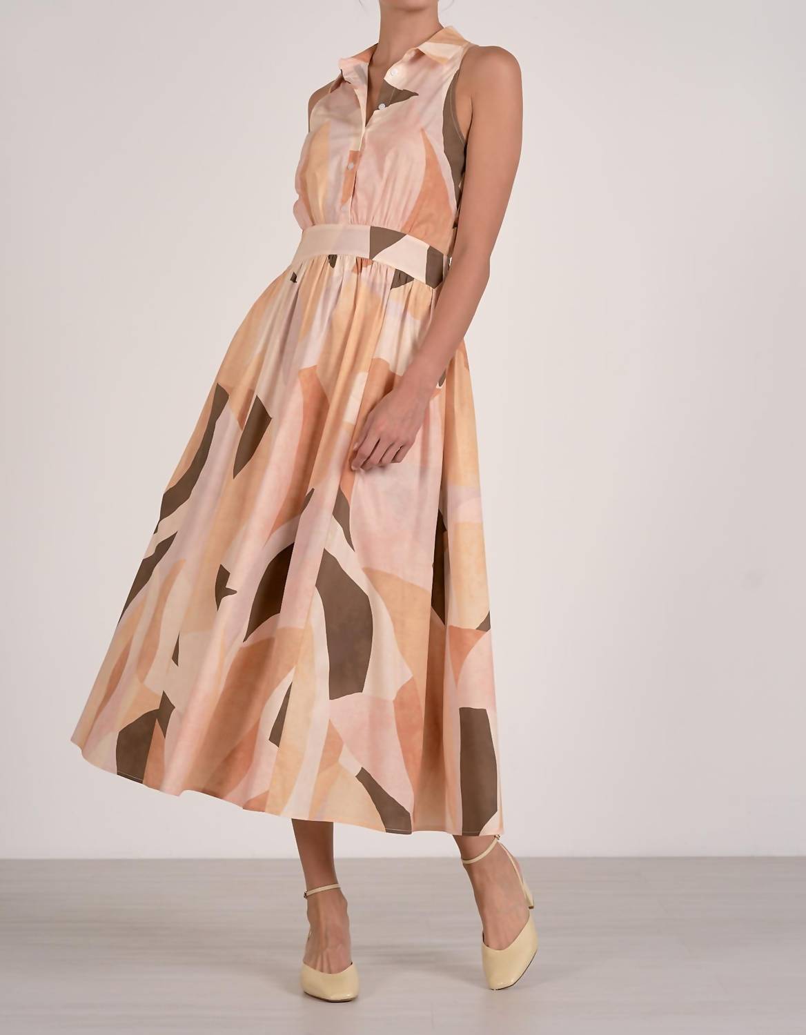 ELAN Collared Maxi Dress in beige - women's dress - detail view