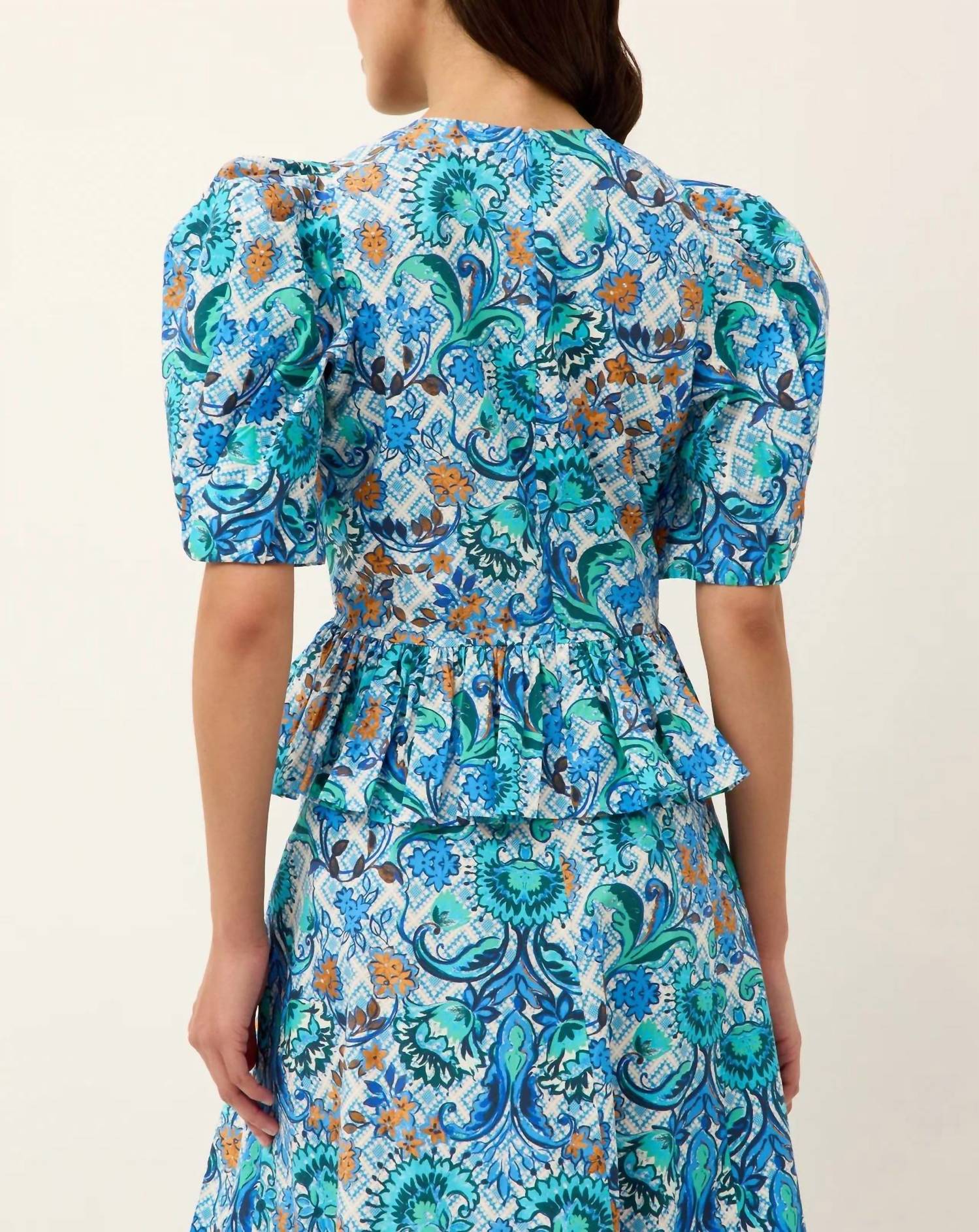 Marie Oliver Estella Puff Sleeves Top in chateau - women's blouse - alternate view