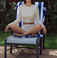 Kilo Brava - Geo Lace Long Sleeve Crop Top