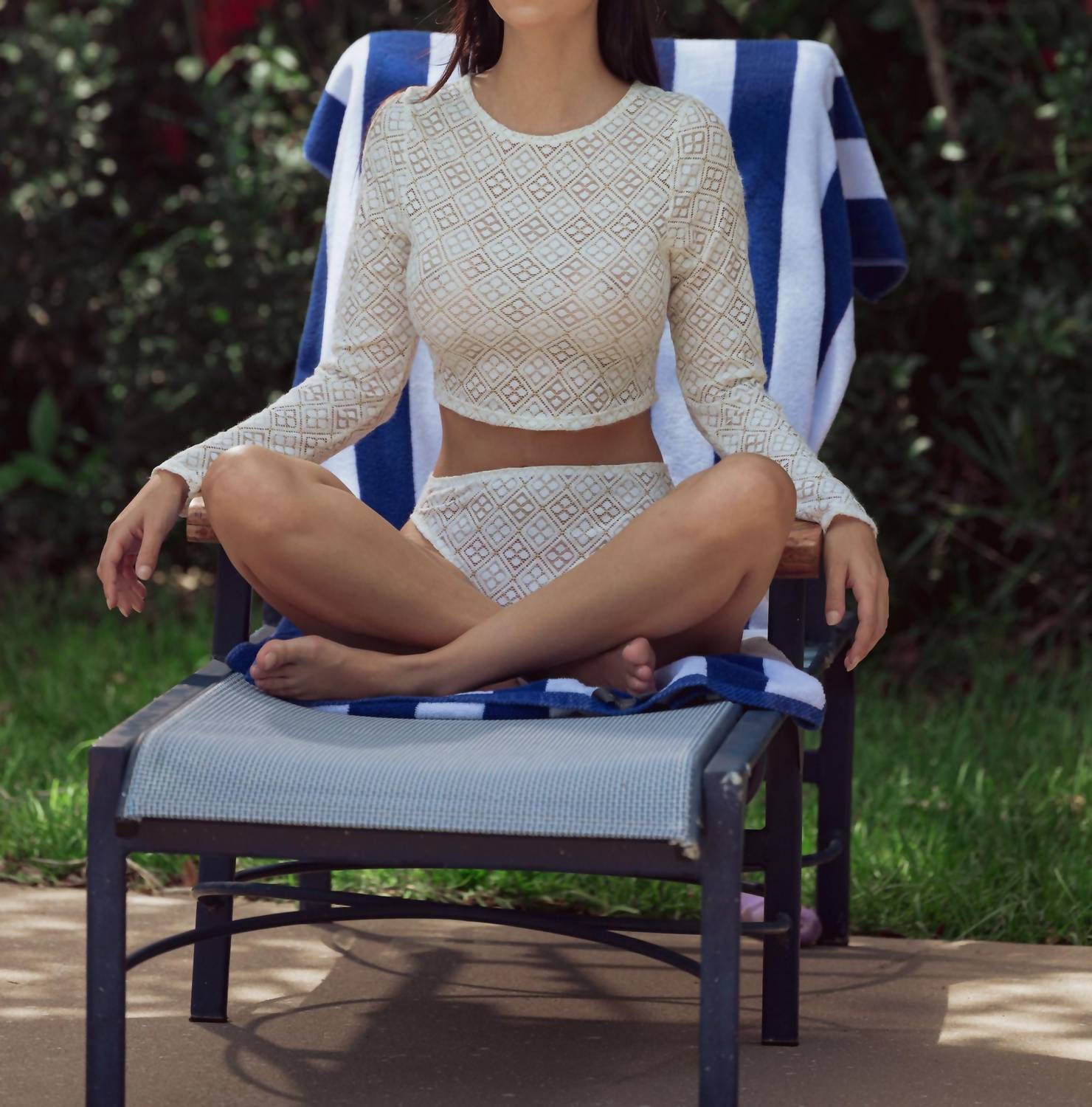 Kilo Brava - Geo Lace Long Sleeve Crop Top