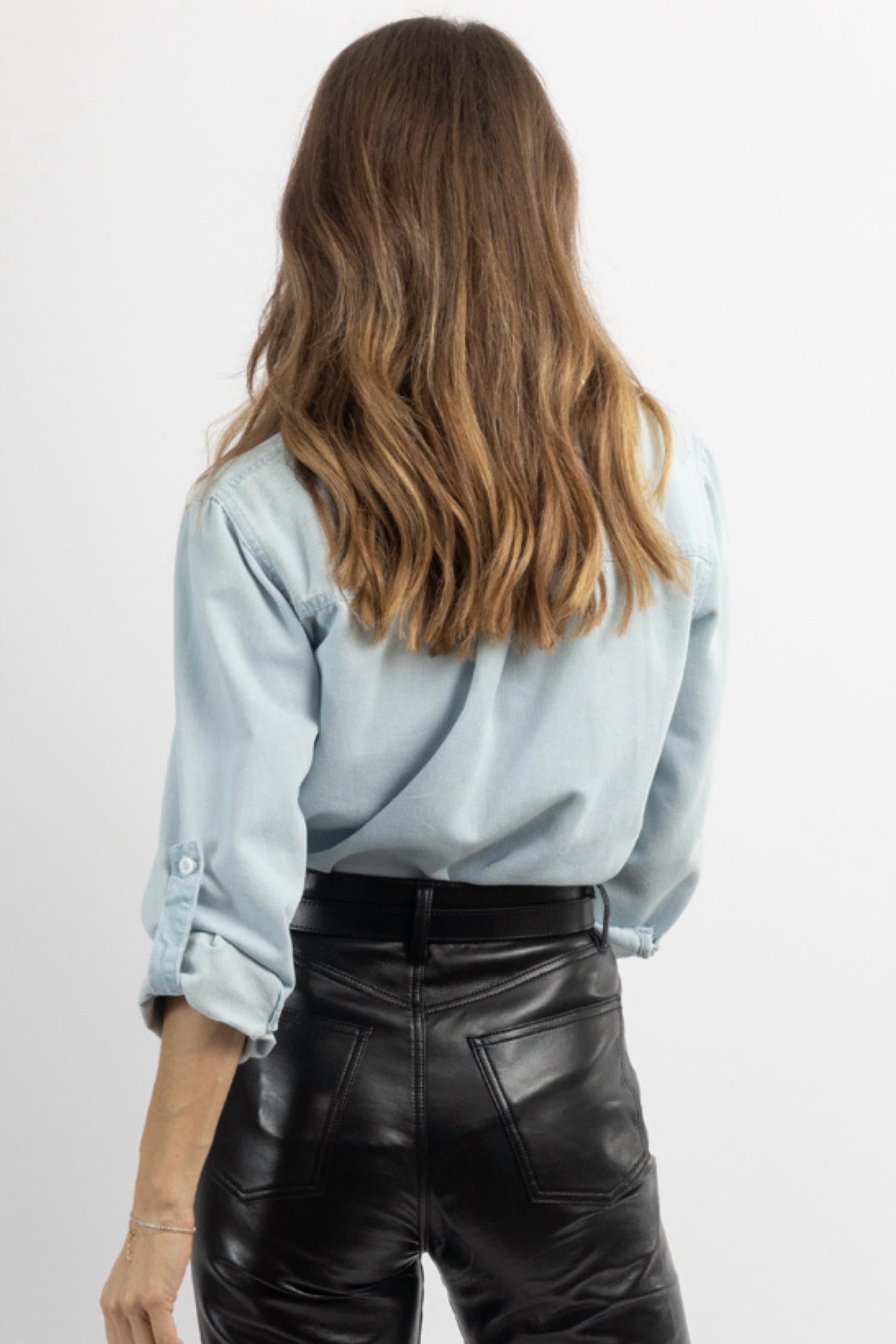 Miss Sparkling - Button Down Denim Shirt