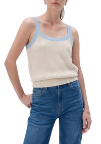 White + Warren - Cotton Boucle Square Neck Tank Top