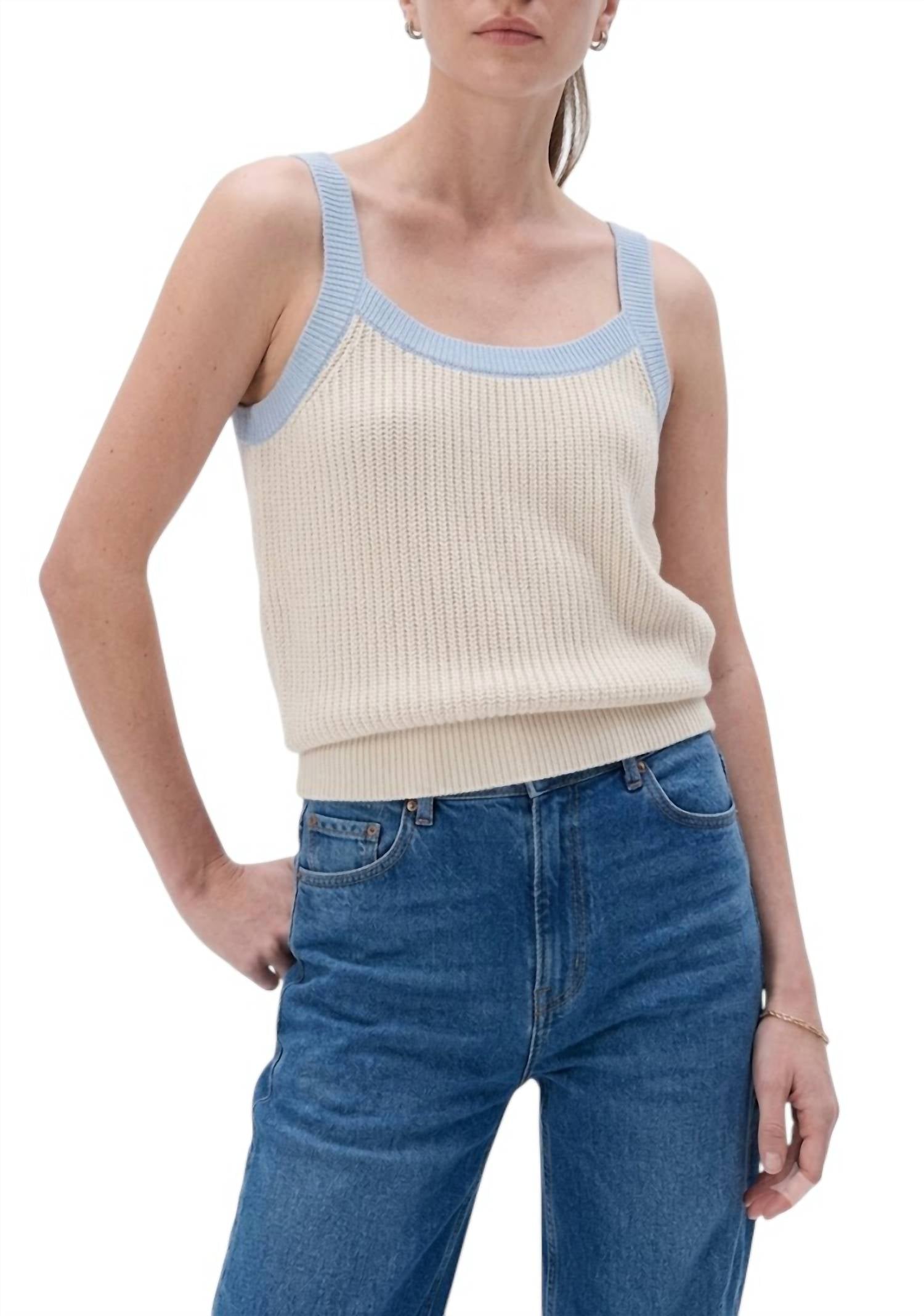 White + Warren - Cotton Boucle Square Neck Tank Top