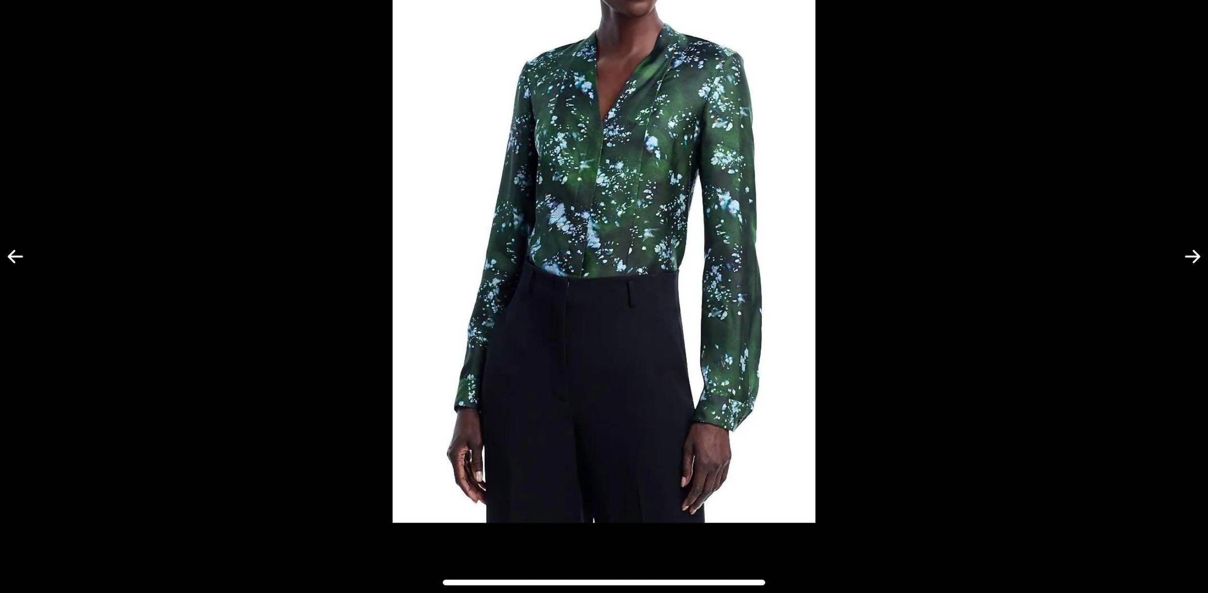 Lafayette 148 V Neck Blouse in moss multi - women's blouse