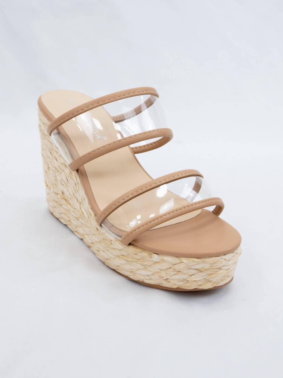 Let'S See Style - Women's Rita Raffia Clear Two Strap Wedge Sandals