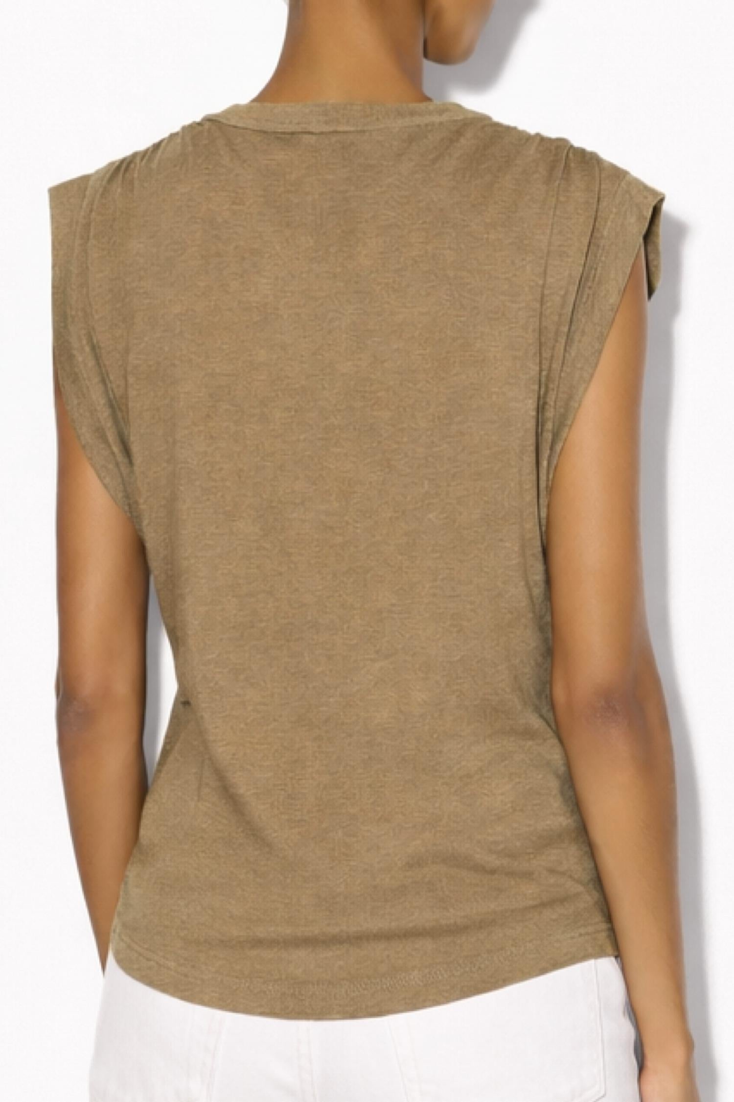 ISABEL MARANT Kotty Tee in khaki - women's blouse - detail view