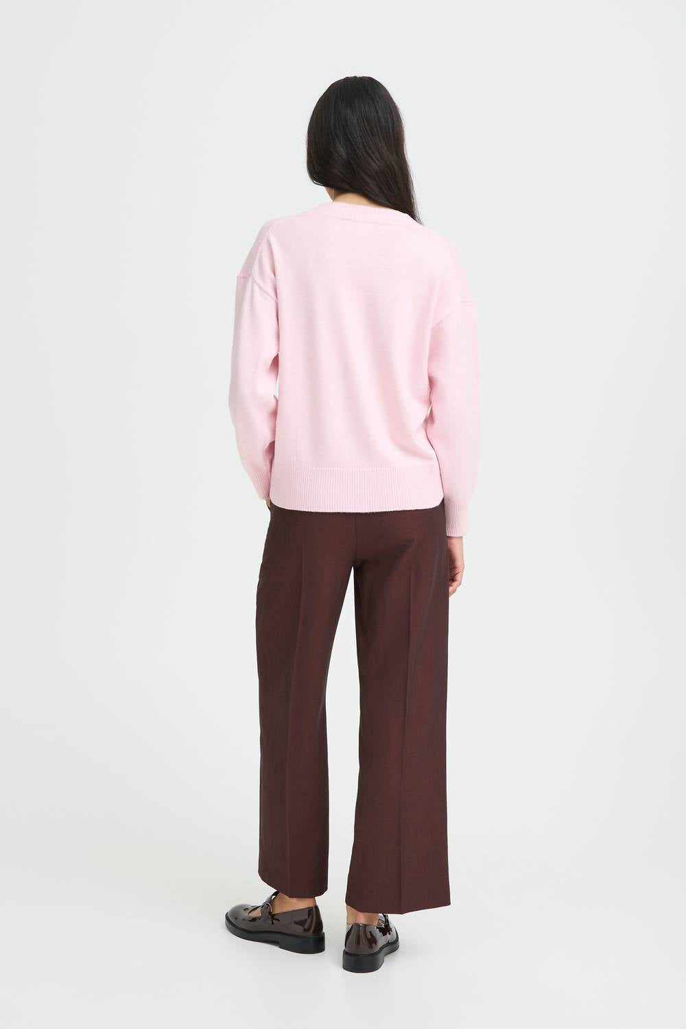 b.young Manina V-neck Sweater in hot pink - women's sweater - alternate view