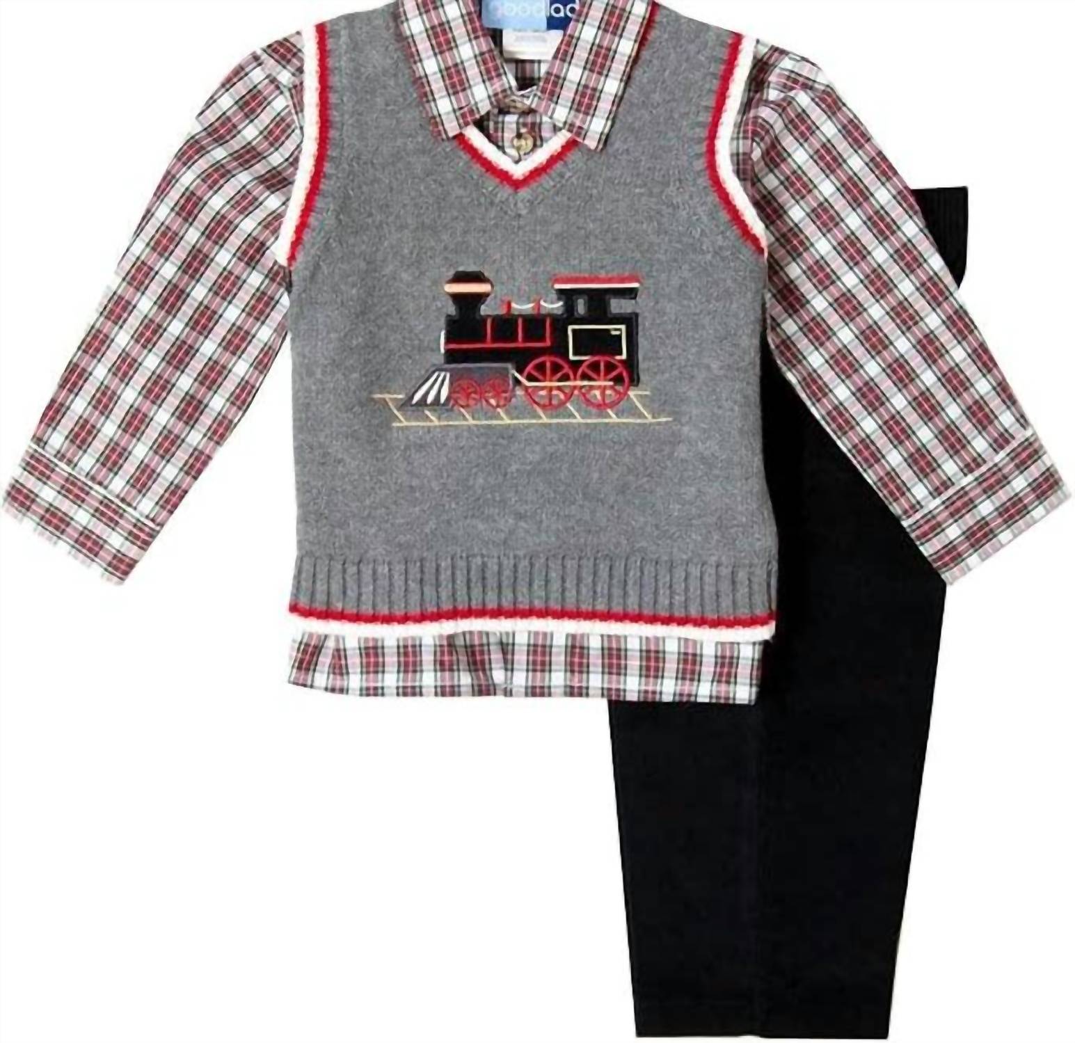 Good Lad Apparel - Boy's Train Sweater Vest Set
