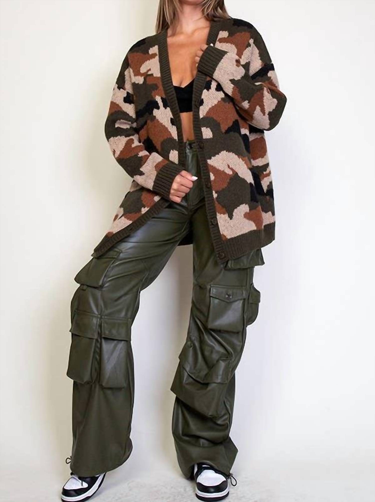 Rehab Lab - Dila Camouflage Pattern Knit Cardigan