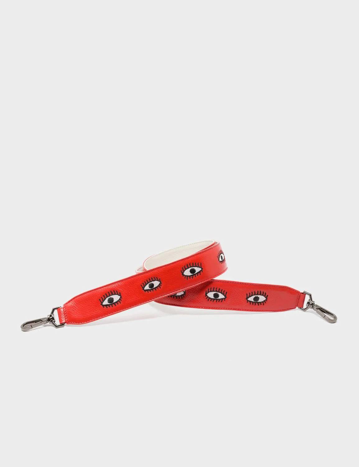 Min & Mon - Embroidered Eyes Leather Shoulder Strap