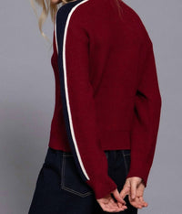 Active Basic - Long Sleeve Round Neck Sleeve Line Detail Sweater