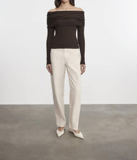 Enza Costa - SILK RIB LONG SLEEVE OFF-SHOULDER TOP