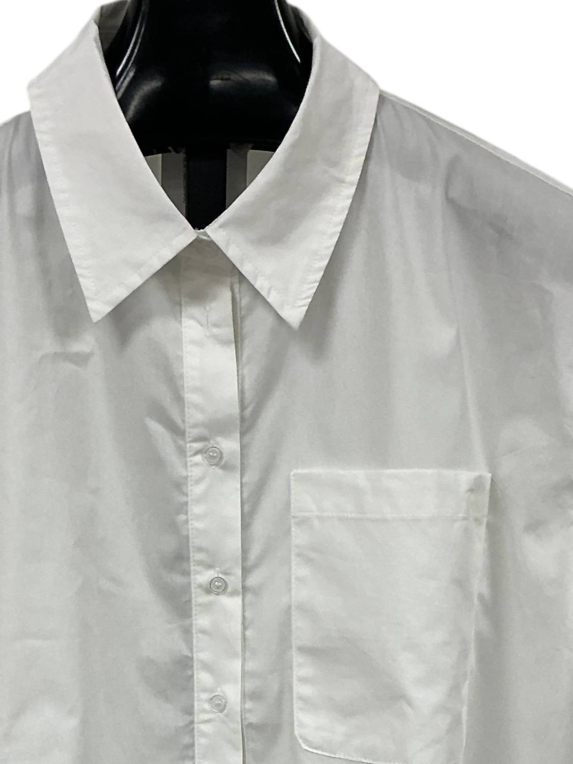 Heyson Women's Drawstring Poplin Shirt in off white - women's long sleeve top - detail view