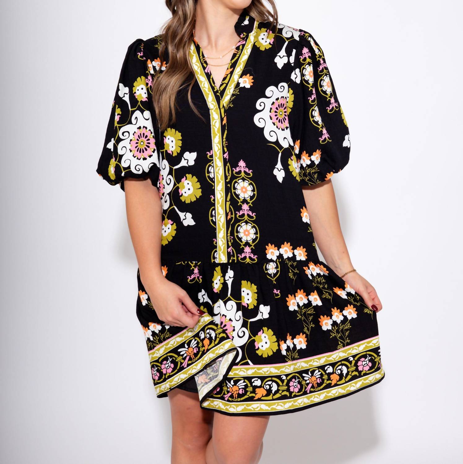 Thml - Midnight Blossom Puff Sleeve Dress