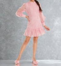 Marlo - Girl's Prue Long Sleeve Embroidered Mini Dress