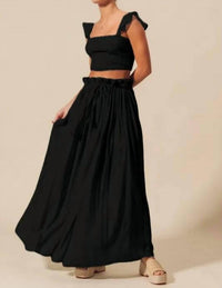 So Me - Smocked Top And Flowy Maxi Skirt Set