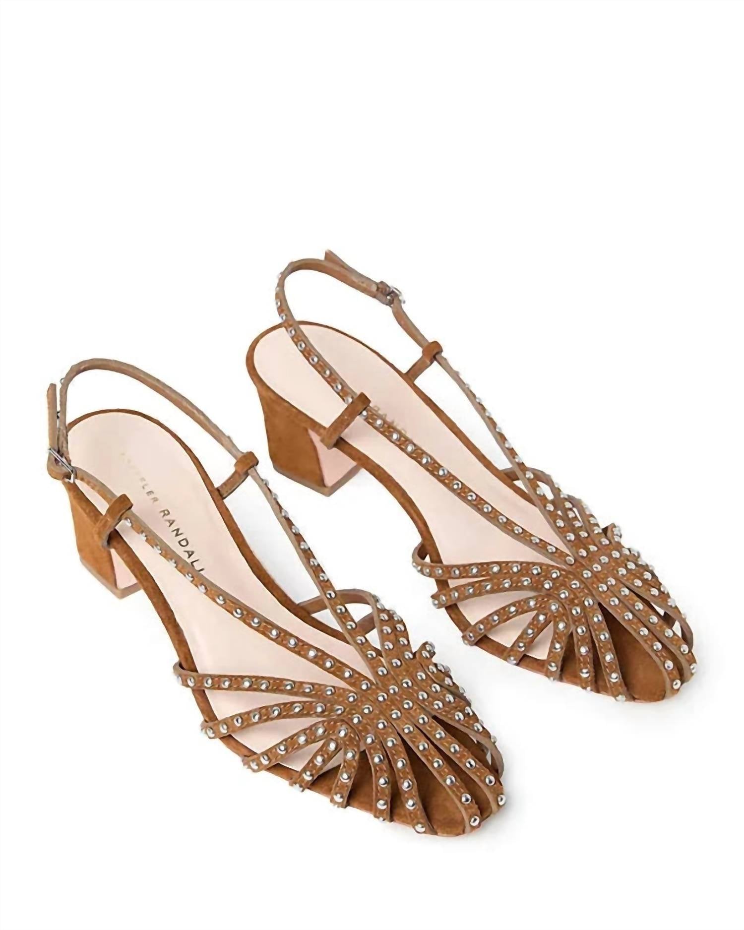 Loeffler Randall Women's Priscilla Lattice Heeled Slingback Sandals in cacao silver - women's sandal - alternate view