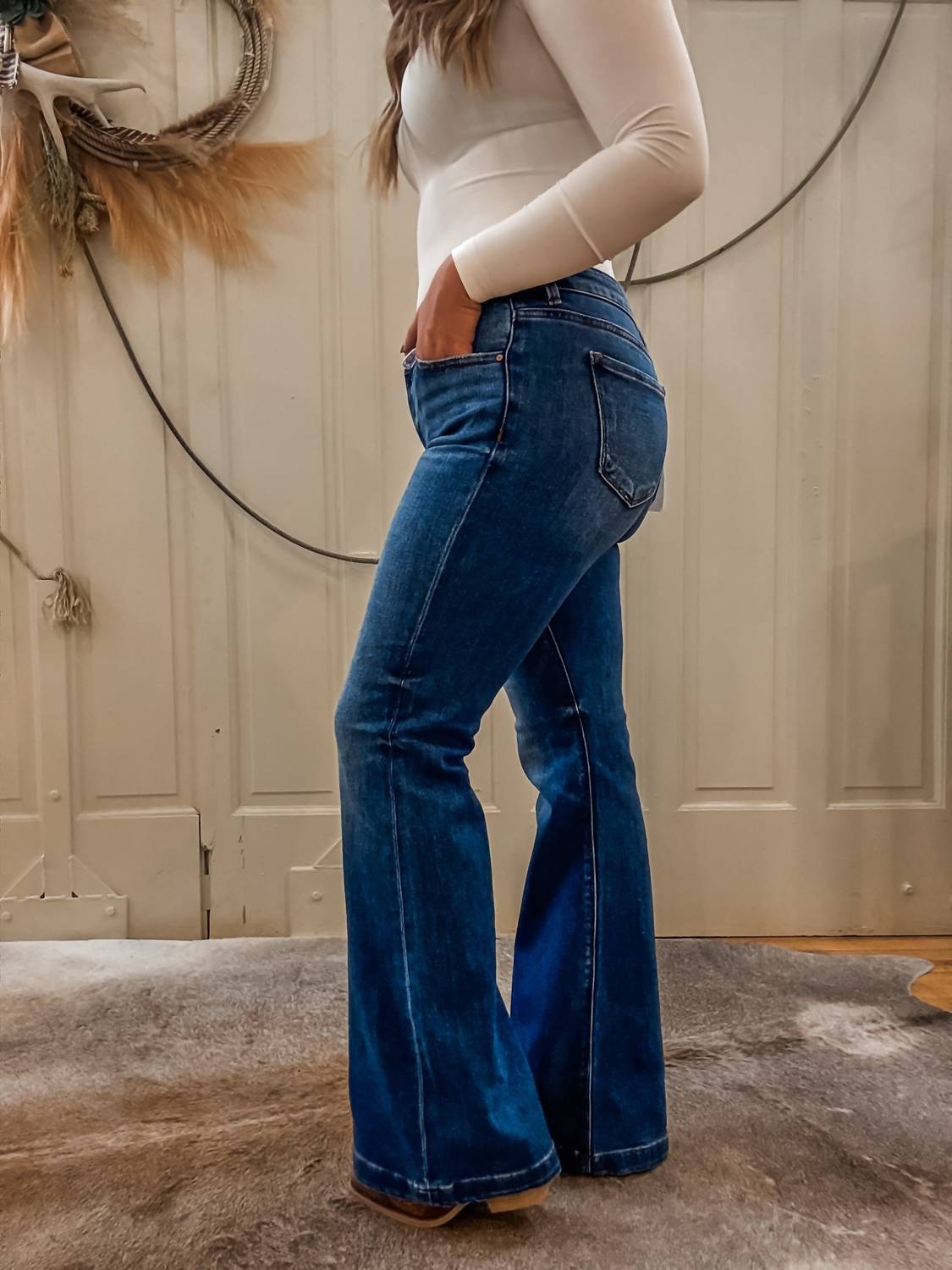 RISEN Adelaide Bootcut Jean in mid wash - women's jeans - detail view