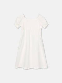 Girls Puff Sleeve Linen Dress
