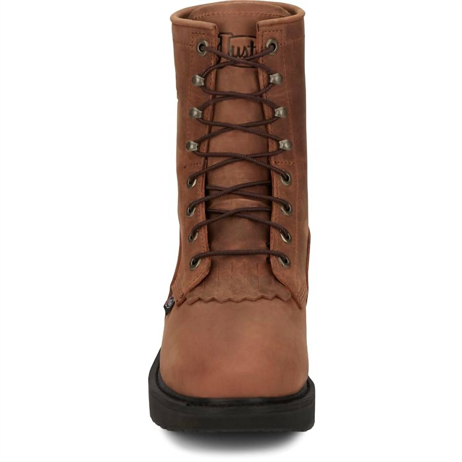 Justin Boots Men's Livestock Round Steel Toe Lace-up Work Boots in aged brown - men's boots - view 4