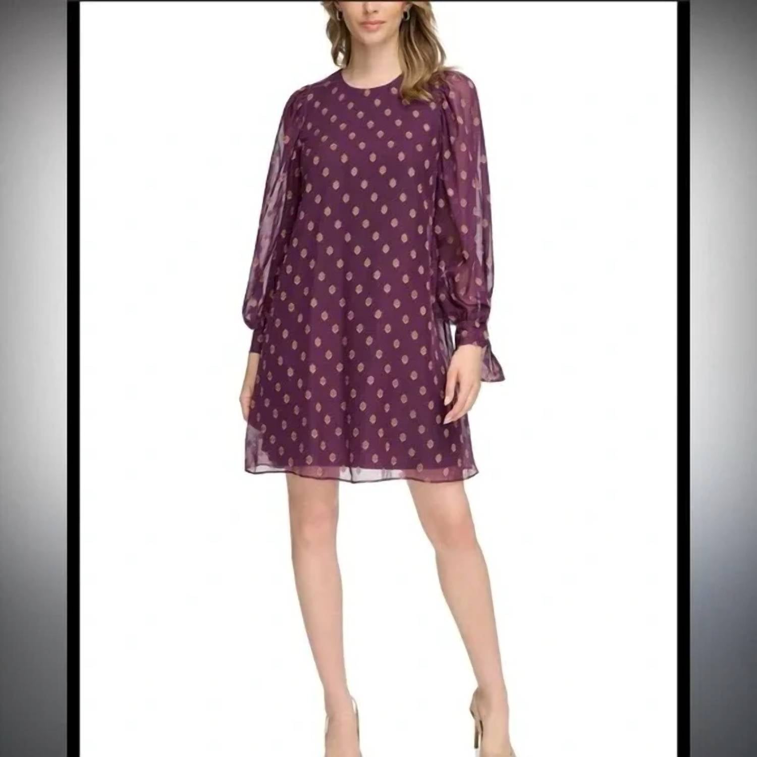 Calvin Klein - Printed Shift Semi Sheer Dress
