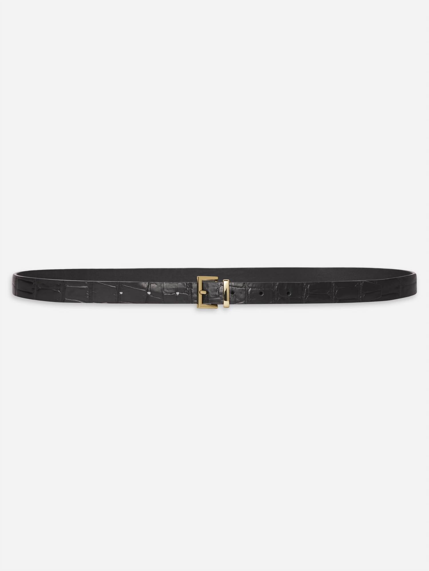 FRAME Women's Petite Croc Belt in black - women's accessory