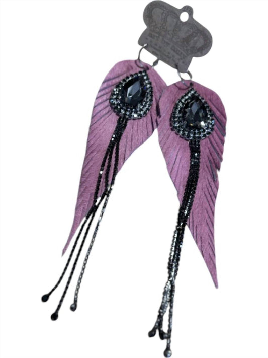 Art By Amy Labbe - Women's Feathered Crystal Fringe Earrings