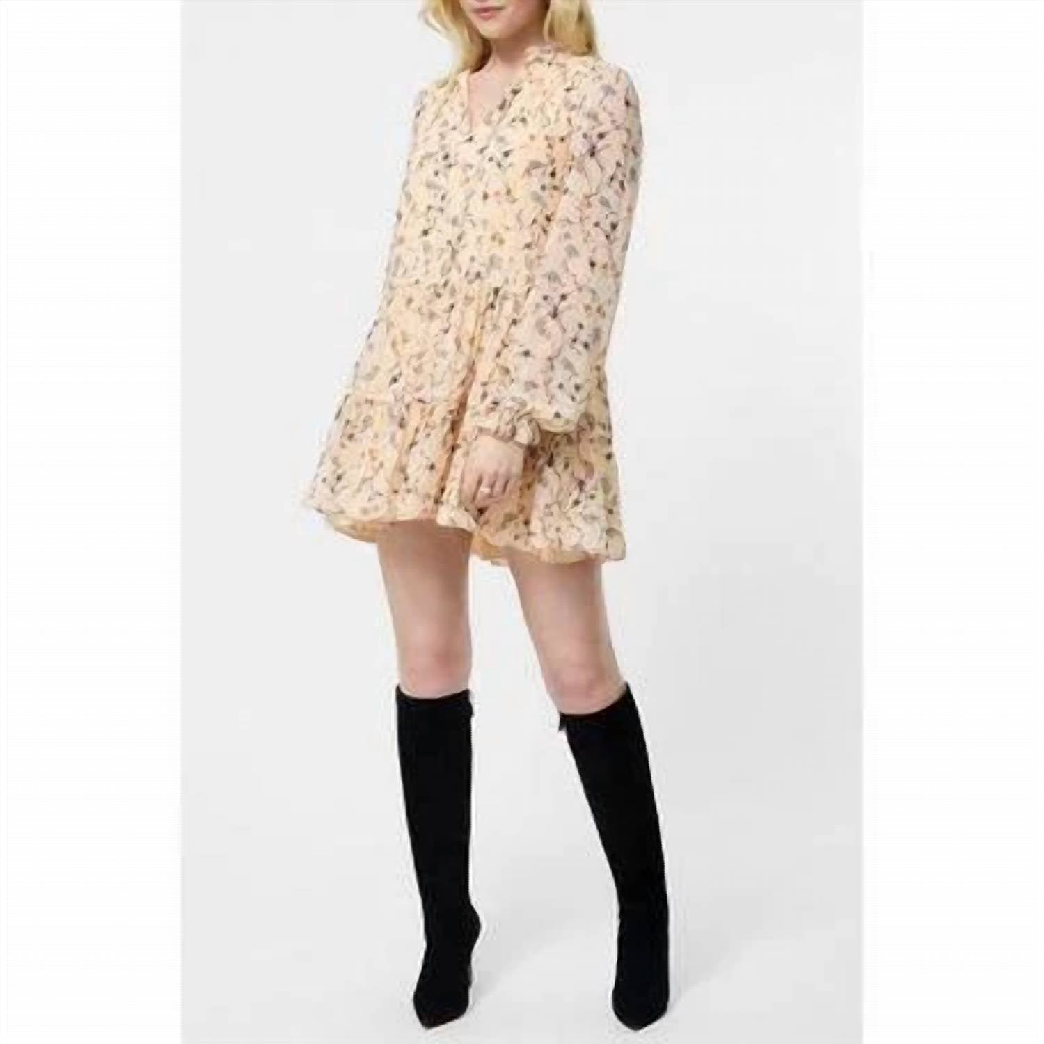 FRENCH CONNECTION Marina Silky Chiffon Mini Dress in ivory floral - women's dress