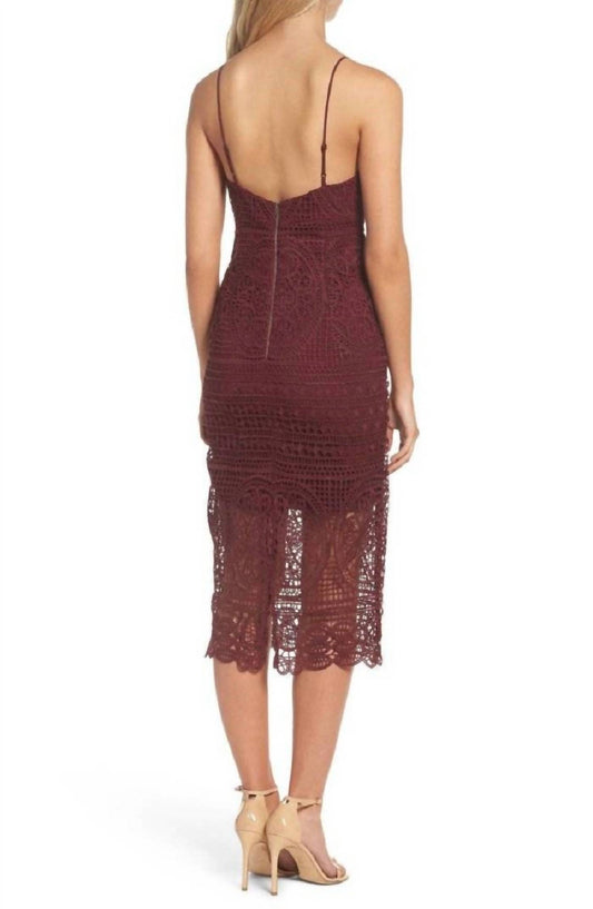 Bardot - Cocktail V Neck Crochet Lace Strappy Midi Dress