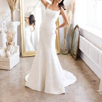 Lucci Lu Fitted Satin Lace Bridal Gown in ivory - women's dress - alternate view