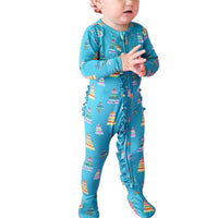 Posh Peanut - Girl's Footie Ruffled Zippered One Piece