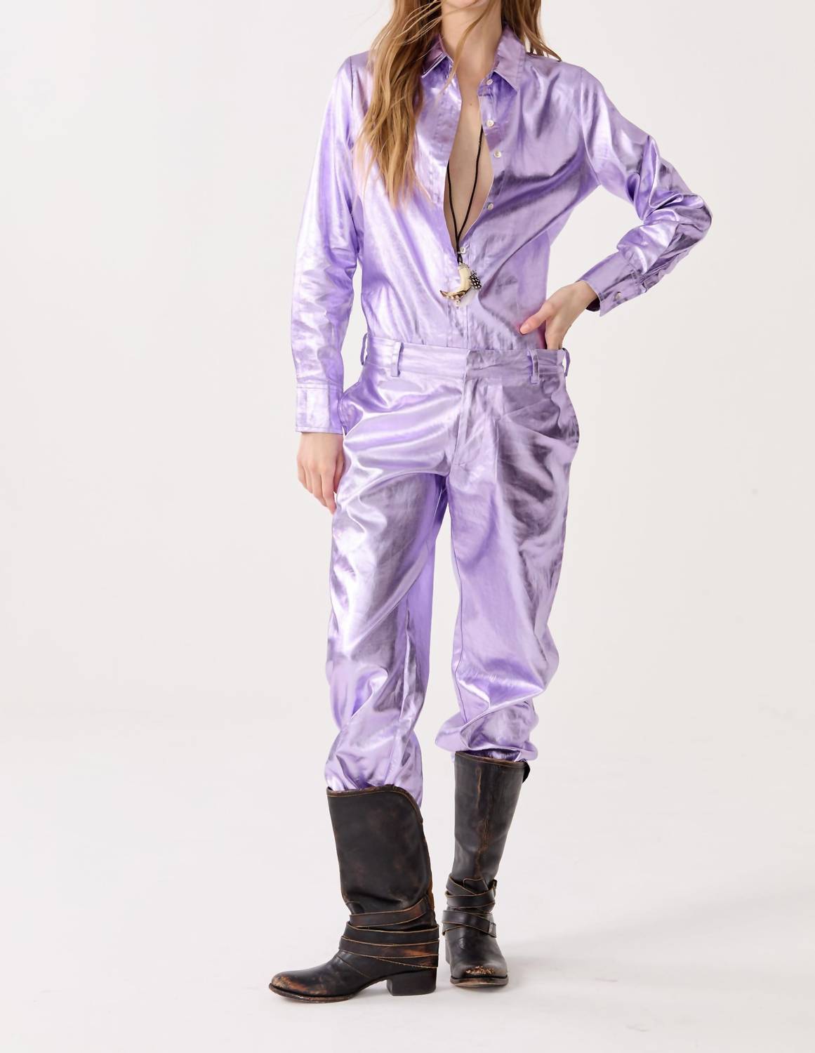 Lanhtropy - Astro Metallic Linen Pants