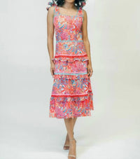 VICTORIA DUNN Naomi Ruffle Dress in tropical trapeze - women's dress