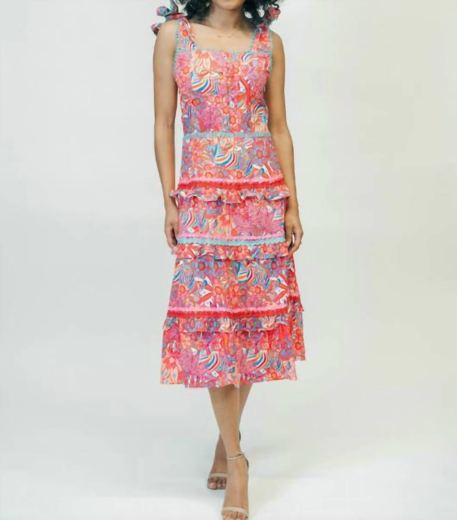 VICTORIA DUNN Naomi Ruffle Dress in tropical trapeze - women's dress