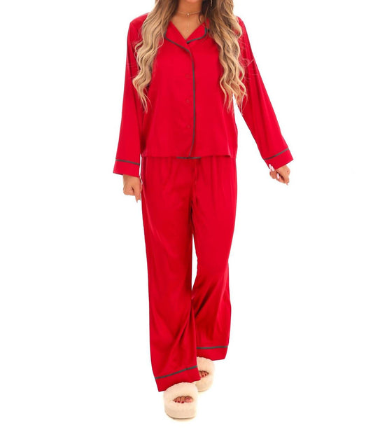 She + Sky - Cozy Claus Satin Christmas Pajamas