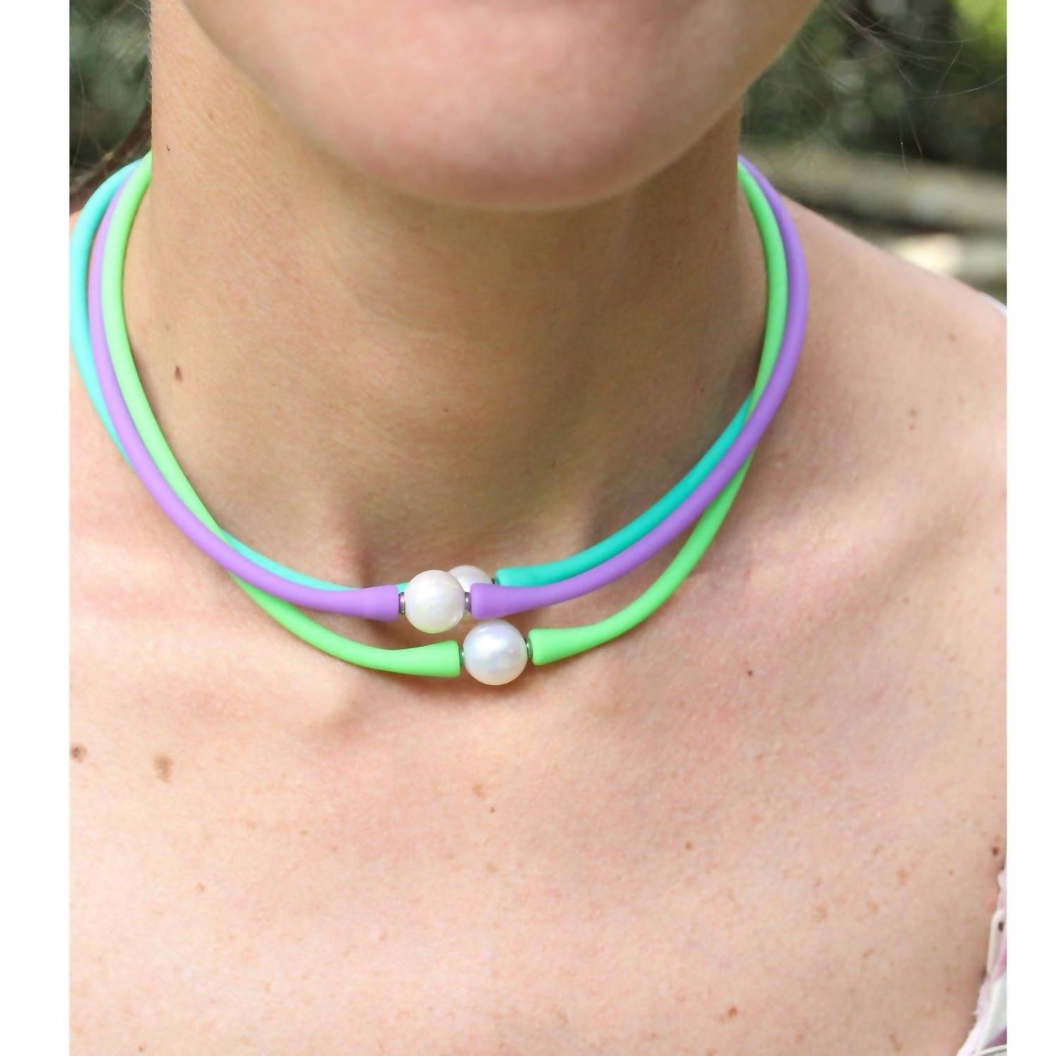 Woman Shops World - Women's Janis The Pearl Silicone & Freshwater Pearl Necklace