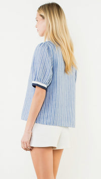 Thml - Short Sleeve Striped V Neck Top