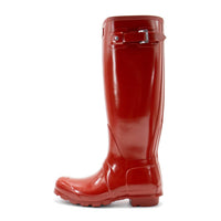 HUNTER Women's Original Tall Gloss Rain Boots in military red - women's shoe - alternate view