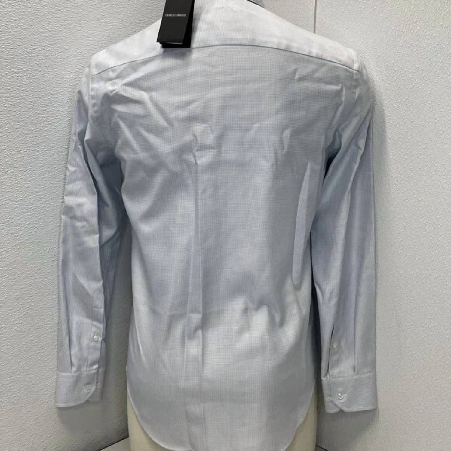 ARMANI Men’s Regular Fit Cotton Button-up Dress Shirt in blue - men's shirt - alternate view