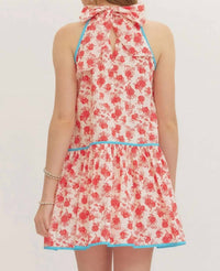 Entro - Sleeveless Halter Contrasted Mini Dress
