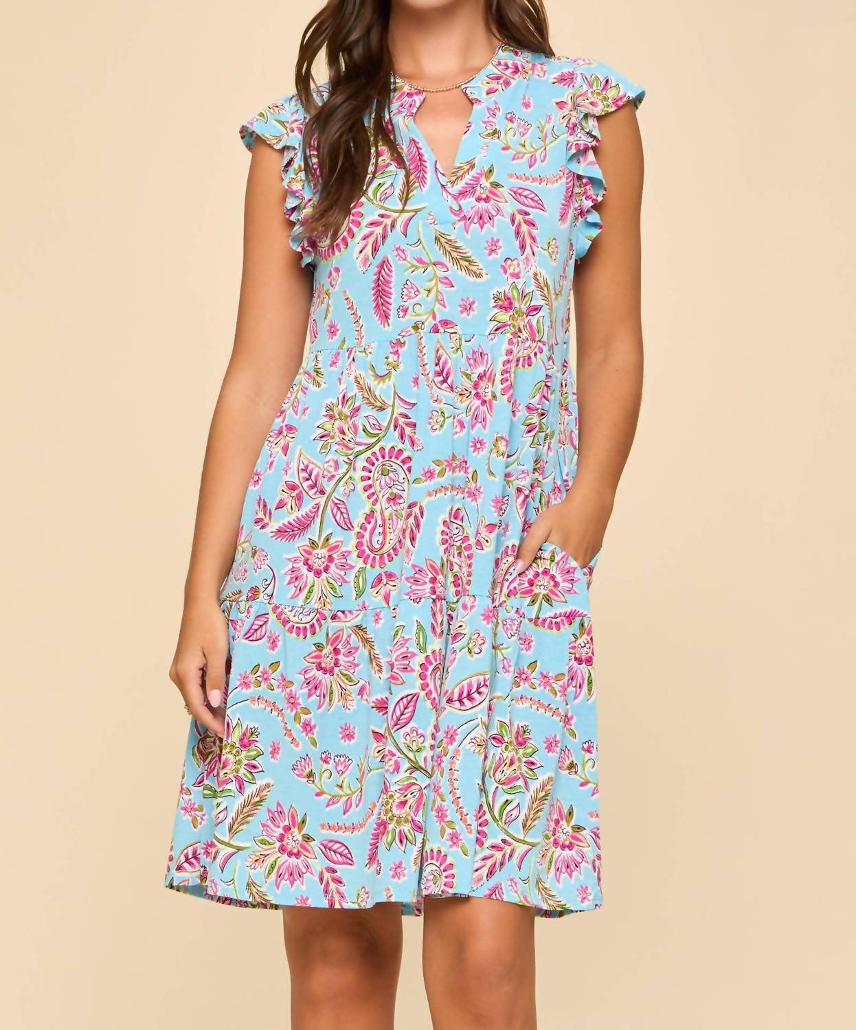 Dear Scarlett - Lizzy Flutter Sleeve Tiered Dress
