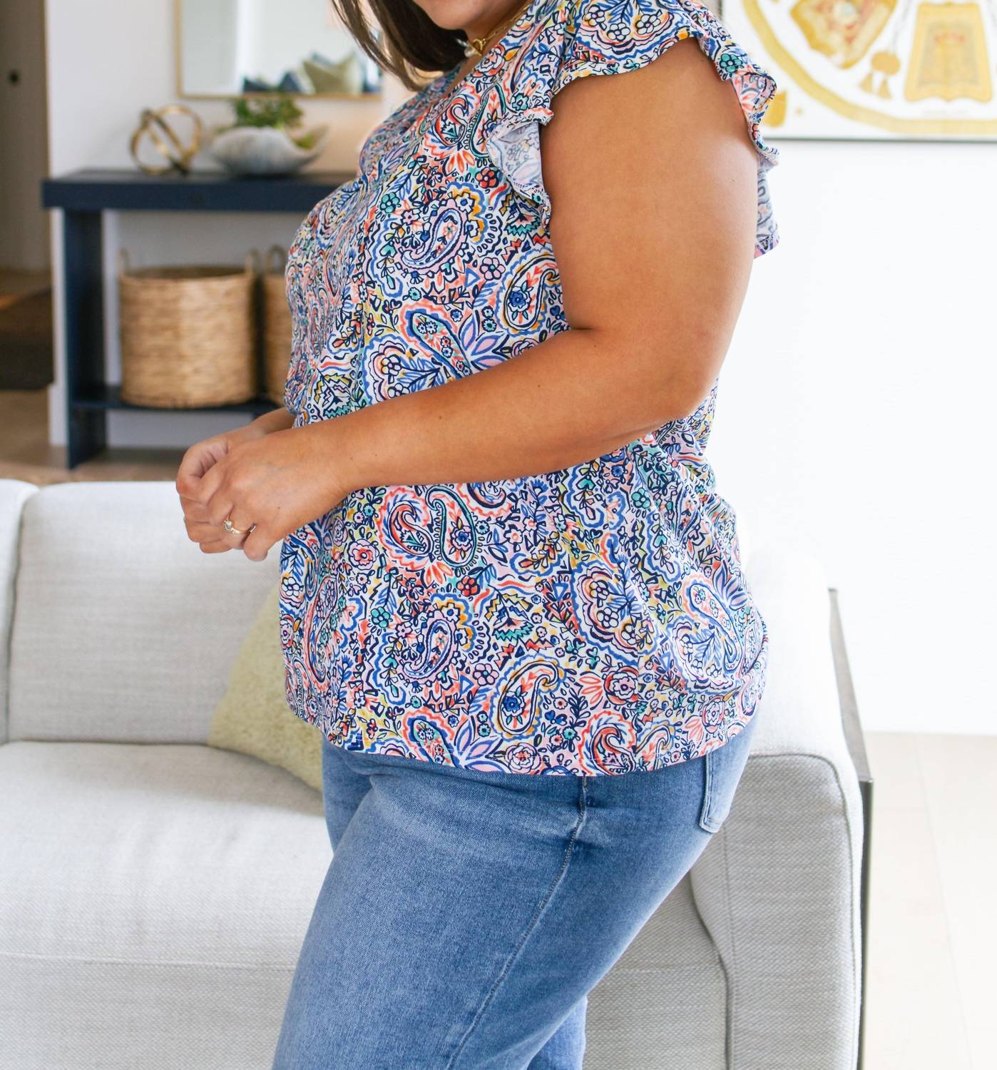 Haptics - Patient in Paisley Flutter Sleeve Top